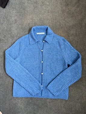 Abercrombie & Fitch Blue Ribbed Button-Up Cardigan